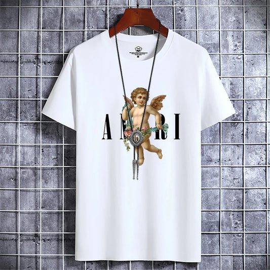 High Quality Y2K T-shirt Summer Men Luxury Printing Tee Tops New Fashion Round Neck Short Sleeved Loose Shirts Male Clothing Shop1104057484 Store